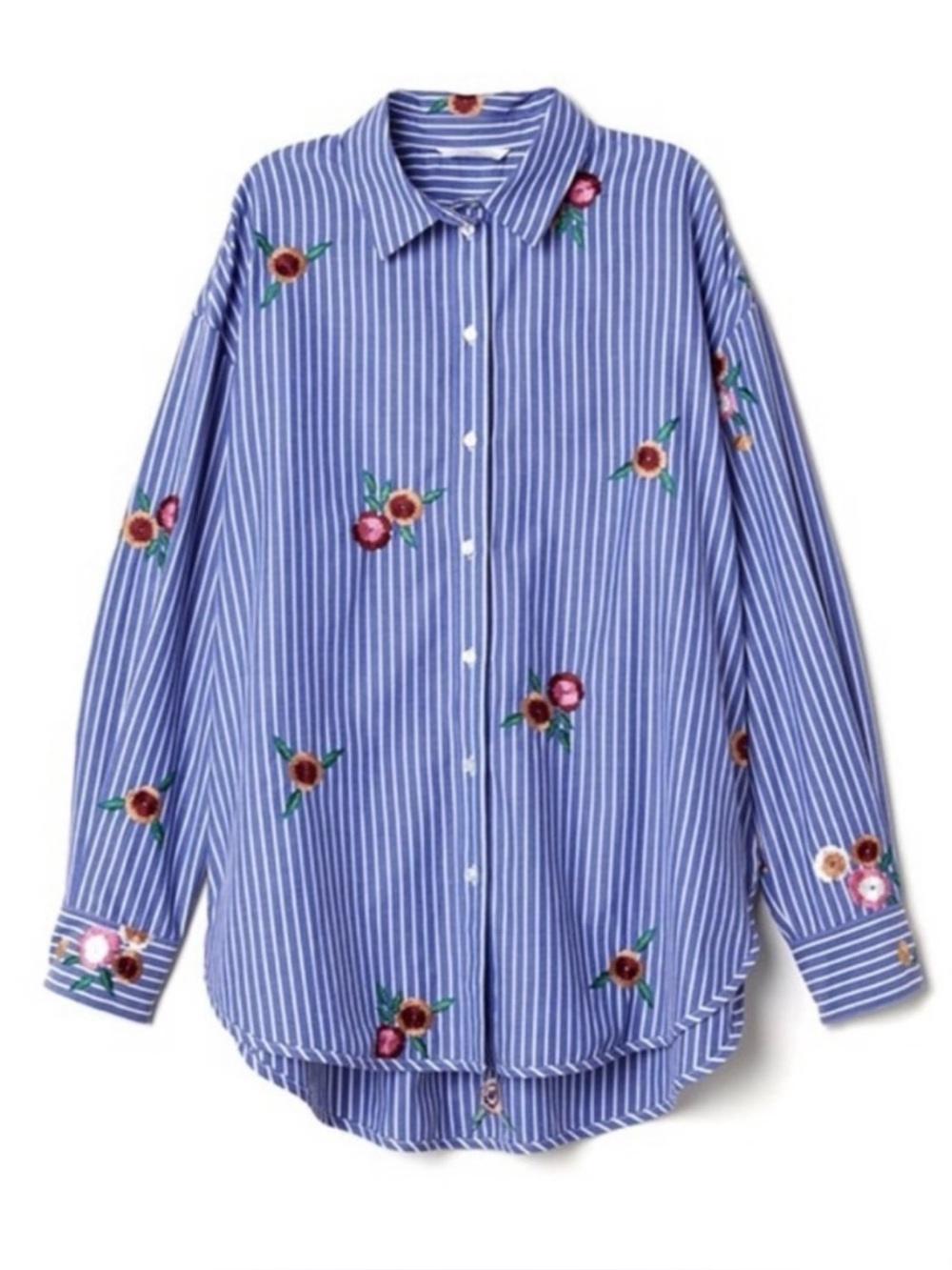 H&M embroidered poplin button down shirt